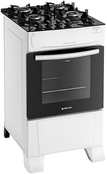 Fogão Atlas 4 Bocas Branco Mônaco Top Glass